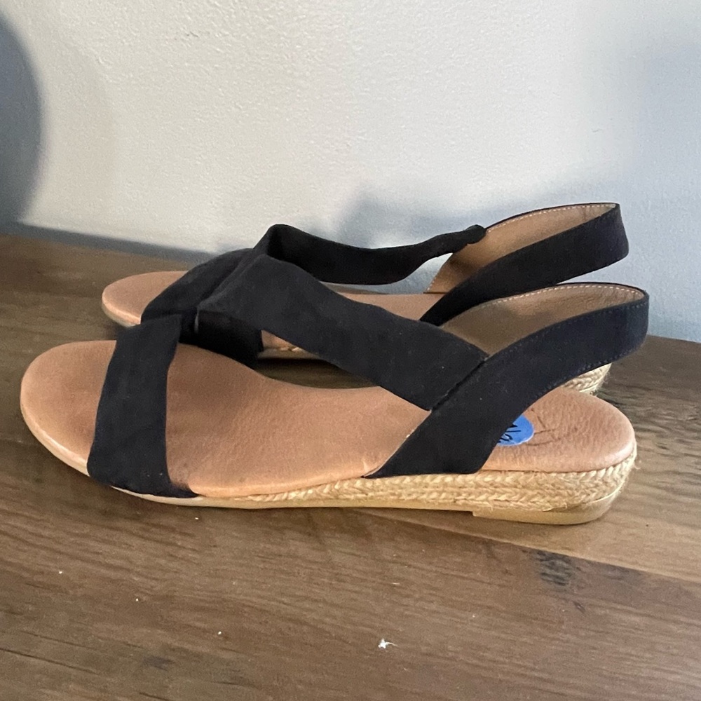Pinaz Ladies Espadrilles black suede sandals shoes size 7.5 - Picture 2 of 10